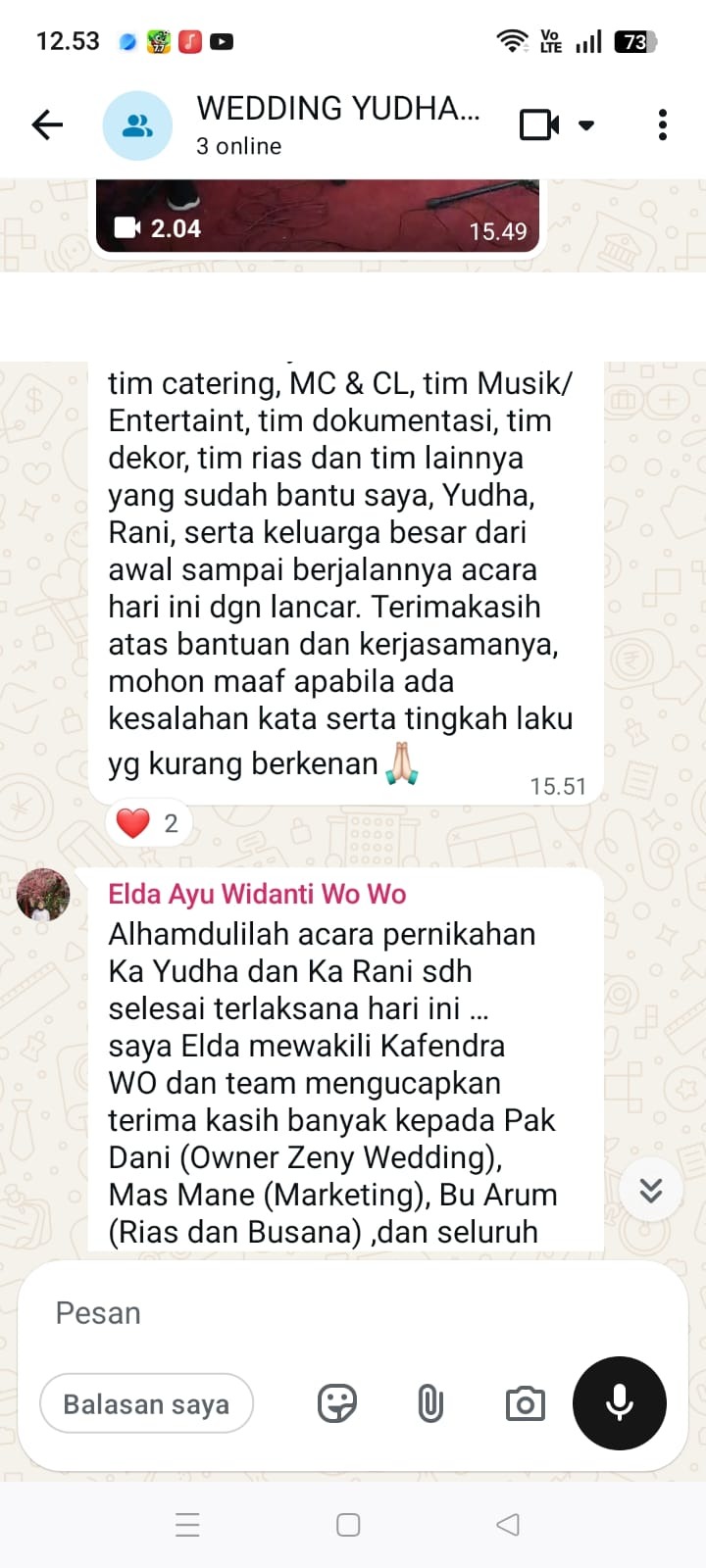 Testimoni klien Zeny Catering 1